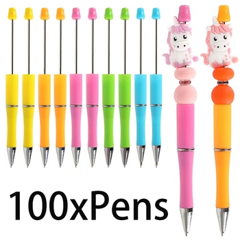 100gab Plastmasas Beadable Pildspalva Lodītes Pildspalvas Lodītes Lodīšu Pildspalvu DIY Biezumu Pildspalvas