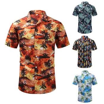 2023 karstā stila vasaras retro iespiesti vīriešu īss piedurknēm krekls Kubas apkakles Havaju stila pludmales modes modelis, vīriešu apģērbs