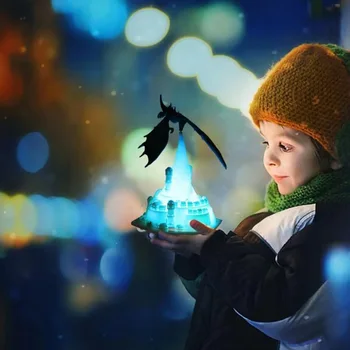 3D Iespiesti Pūķis Nakts Gaisma LED Bezvadu Uguns Pūķis Nakts Lampas Labākās Dāvanas Bērniem Radošās Ledus Pūķis Spuldzes Mājas Dekori