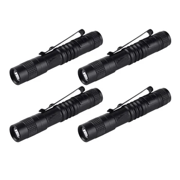 4X Lukturīti, Pildspalvu, Lāpu Super Mazie Mini AAA XPE-R3 LED Lampas, Jostas stiprinājums Gaismas Kabatas Lukturītis ar Maksts