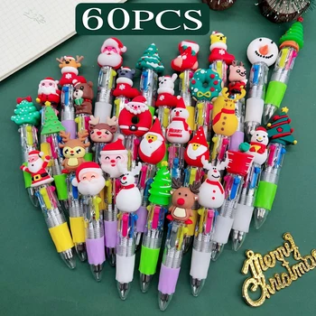 60Pcs/Daudz Cute Mini Lodīšu Pildspalvas Ziemassvētku Sērija 4 Krāsu Lodīšu Pildspalvas Bērniem Skolas Rakstīšanas Piederumi Biroja Kancelejas preces, Dāvanas