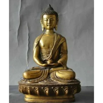 Antīkas Bronzas Medicīnas Budas Statuja veca tibetas budismu, apzeltīts misiņš sakyamuni