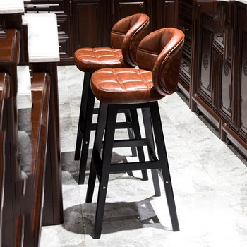 Augsta ķebļa mājās krēsls, bāra Virtuves masīvkoka bāra krēsls gaismas luksusa bāra galds un krēsls modernā minimālisma augsta ķebļa bāra krēsls