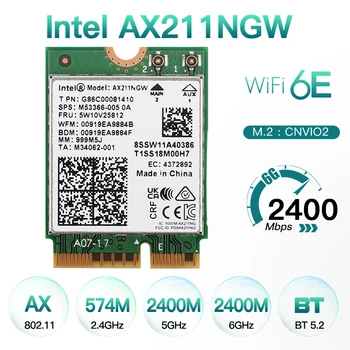 AX211NGW Wi-Fi 6E M. 2 Taustiņu E CNVio2 2,4 Ghz/5 ghz/6Ghz Bluetooth 5.3 Adapteri Bezvadu Karte 802.11 ac Windows 10 64 Bitu