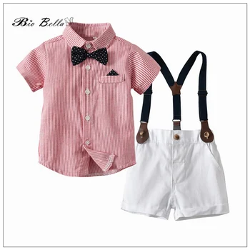 Baby Boy Apģērbs Nosaka Soild Kungi Formālas Kāzas, Dzimšanas Dienas 1-7 Gadu Bērnu Apģērbu Komplekti Elegants T+Bikses Jaundzimušo Kostīmi