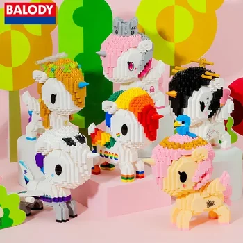 BALODY unicorn celtniecības bloki mikro daļiņu montāža modeli Kawaii rotājumi izglītības bērnu rotaļlietas, amatniecības mājas apdare