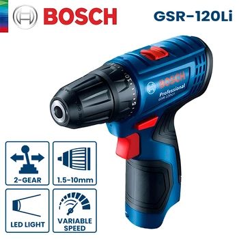 Bosch GSR120-Li Elektrisko Urbi 12V 30Nm Profesionālo Bezvadu Elektrisko Skrūvgriezi Multi-Funkciju, Ietekme Vadītāja Diy elektroinstrumenti