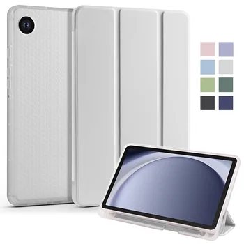 Būtiska Samsung Galaxy Tab A9 Gadījumā ar Zīmuļa Turētāju Tri-Reizes Mīksto Muguras Stāv Vāciņu Galaxy Tab A9 8.7