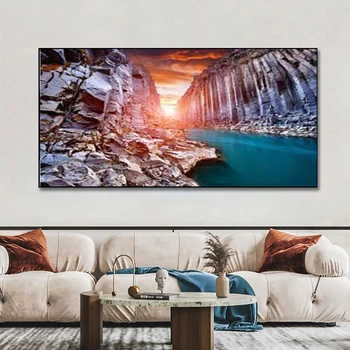 Dabas Ainava Studlagil Canyon Islande Kanvas Glezna Plakāti un Izdrukas Sienas Art Pictures Dzīvojamā Istaba Dekori Bez Rāmja