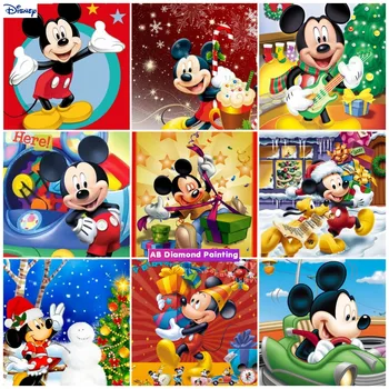 Diy Dimanta Krāsošana Disney Cartoon Cross Stitch Mickey Pilnu Kvadrātveida, Apaļas Dimanta Izšuvumi Mozaīkas Rhinestones Attēlu