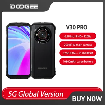 DOOGEE V30 Pro 5G Izturīgs Tālrunis 32GB ATMIŅA+512 GB ROM 200MP Dimensity 7050 Mobilo Telefonu 6.58 Collu FHD 120Hz 10800mAh Android NFC 13