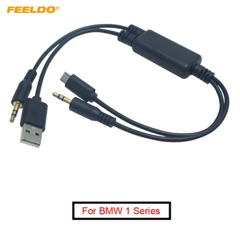 FEELDO 1PC Auto 3.5 mm Male Micro USB, 3.5 mm Male USB A Spraudnis Ligzda AUX Kabelis, Adapteris Priekš BMW USB Lādētāja Vadu Kabeli #MX6218