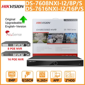 Hikvision 4K VRR DS-7608NXI-I2/8P/S DS-7616NXI-I2/16P/S 8CH 16CH POE Ports AcuSense Sejas Atpazīšanas Tīkla Video Ierakstītājs