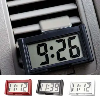Iekšlietu Auto Auto Paneļa Galda Digitālo Pulksteni LCD Ekrāns Pašlīmējošas Kronšteins Auto Pulkstenis Plastmasas Mini Laiku Pulksteni Ar Akumulatoru