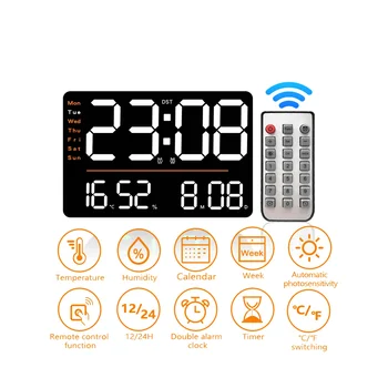 LED Digitālā Sienas Pulkstenis, Temperatūras, Mitruma Elektronisko Pulksteni Tālvadības Spilgtuma Regulēšana Pulkstenis Guļamistabai Biroja Dekori