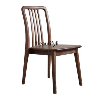 Melnā Valrieksta Koka Ēdamistabas Krēsls Masīvkoka Krēslu Vienkāršas Mājas Krēslā Galda Krēsls, Atpūtas Krēsls