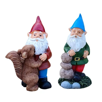 Miniatūras Dārza Gnome Figūriņas Rotājumu Sveķu Ziemassvētku Āra Punduris Statuja Y9RE