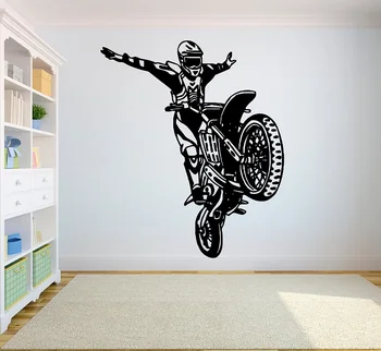 Motokrosa vinila sienas uzlīmes sporta off-road motociklu sporta sportistiem jauniešu kopmītne guļamistabu mājas apdare, sienas uzlīmes CE5