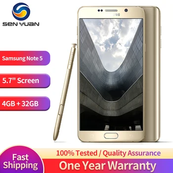 Oriģināls Samsung Galaxy Note 5 N920A N920T N920V N920P 4G Mobilā Tālruņa 5.7