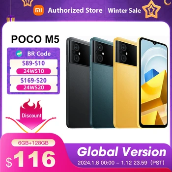 POCO M5 Globālo Versiju, 64GB/128GB NFC MTK G99 Octa Core 90Hz 6.58