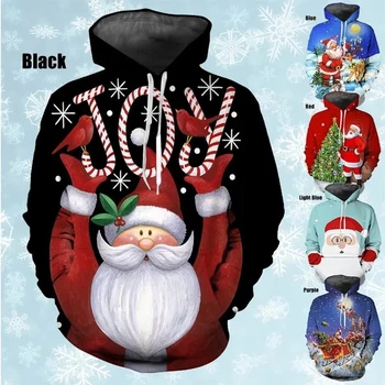 Priecīgi Ziemassvētki Grafiskais Hoodies 3D Priecīgus Ziemassvētkus Ziemeļbriežu Drukāšanas pelēkā vārna Bērniem Hipster sporta Krekli Sieviešu 2k Harajuku Apģērbu Augšu