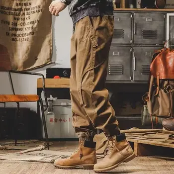 Rudenī un Ziemā, Amerikāņu Retro (Dungriņi) Vīriešu Zeķes Gadījuma Bikses Modes Tendence tīrtoņa Krāsu Mikro Elastīgās Bikses