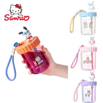 Sanrio Hello Kitty Manu Melodiju Cinnamoroll 520Ml Virves Iedarbības Ūdens Kausa Sippy Kausa Portatīvo Zīmogs Leakproof Lelle Dāvanu Draudzeni