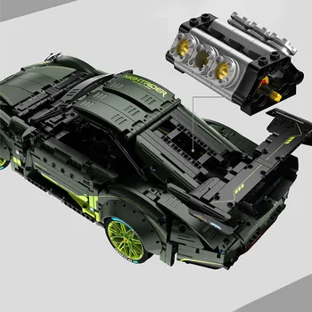Tehnisko Celtniecības Bloku 1:10 Mēroga Sacīkšu Modelis Raido 2.4 ghz pulti Vācija Super Sporta Auto Ķieģeļu App Rc Rotaļlieta, Superauto
