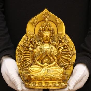 Tīra Vara Tūkstoši Rokās Guanyin Budisms Statuja Sadzīves Bodhisattvas Patrons Apdare Amatniecības