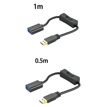 USB3.0 pagarinātāja Vads Ar Slēdzi, Taisni Galvu USB Fan LED Gaismas Braukšanas Diktofona Datu Barošanas Kabelis Viegli Uzstādīt