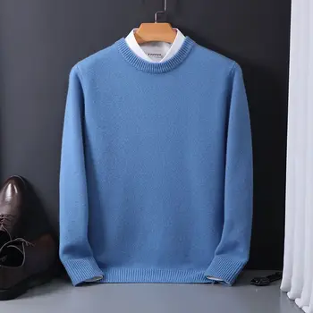 Vilnas Džemperis Vīriešiem Pirmā Līnija Apģērbu, Trikotāžas Džemperi, Pavasara un Rudens Pamata Zaudēt Gadījuma Kašmira Džemperis Adīšanas D77