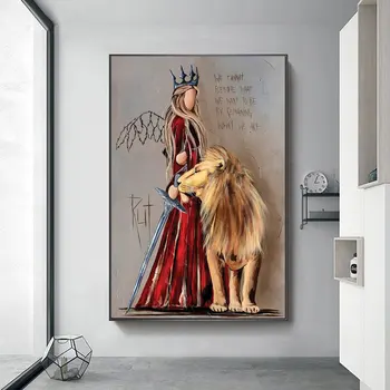 Vintage Karaliene un Lauva Audekla Gleznu Varoņi ir Bruņinieki, Mēs Nevar Kļūt Plakāti un Izdrukas Dzīvojamā Istaba Dekori Sienas Māksla