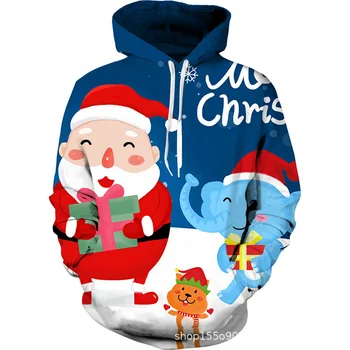 Vīriešu Rudens Un Ziemas Jauno pelēkā vārna 3d Ziemassvētku Atmosfēru Modes Digitālā Druka Džemperis Ikdienas Tautas Streetwear Apģērbi