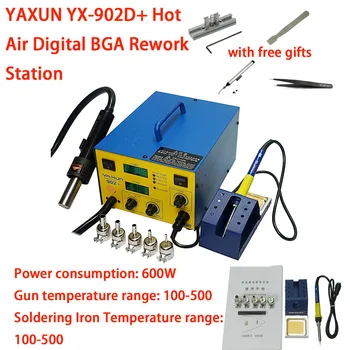 YAXUN YX-902D+ SMD Pārstrādāt Lodēšanas Stacijas Karstā Gaisa lodāmurs LCD Digitālais Displejs Metināšanas Stacijas PCB IC Remonts