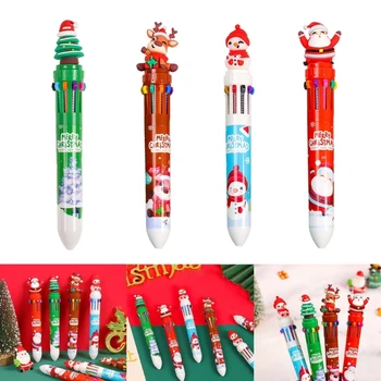 Ziemassvētku Lodīšu Pildspalvu 10-in-1 Bagāžnieka Multicolor Lodīšu Pildspalvu, lai Mazulis Calss Atlīdzību Ziemassvētku Puse par Labu