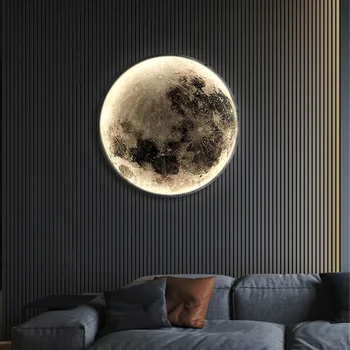 Ziemeļvalstu LED 3D Mēness Sienas lampas Guļamistabas, viesistaba, Ēdamistaba, Priekšnams, Interjera Dekoratīvs Apgaismojums Sienas Lampas Armatūra Spogulis Gaismas